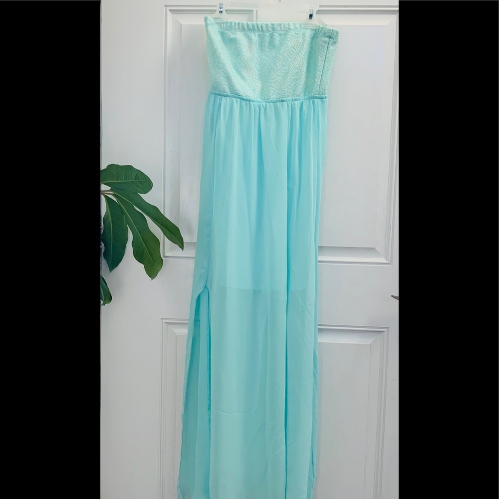 Light and airy strapless dress.
